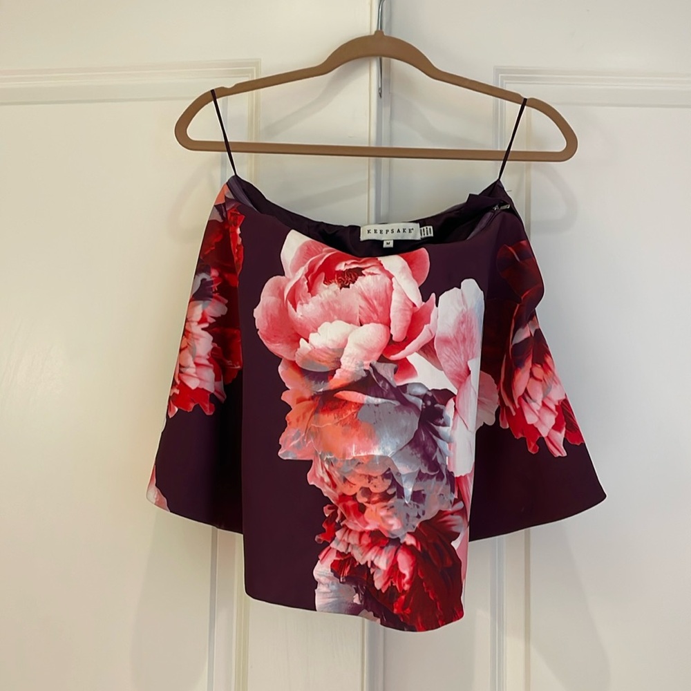 Keepsake floral strapless top, size Medium, very good condition!